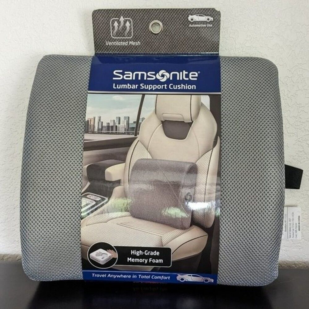 Samsonite Lumbar Support Cushion - For Automotive Use - Memory Foam - Gray